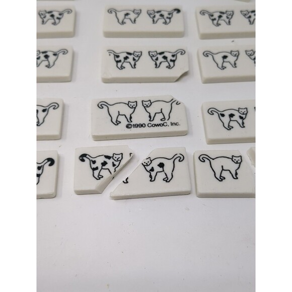 Vintage 1992 Meowminoes Cat Dominoes Game Missing and Broken Tiles Incomplete - Picture 3 of 10